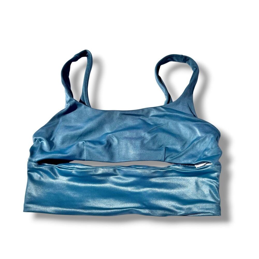 Alo Yoga High Waist Leggings & Yoga Slit Sports Bra Set High Shine Seagrass S/M - Picture 5 of 11